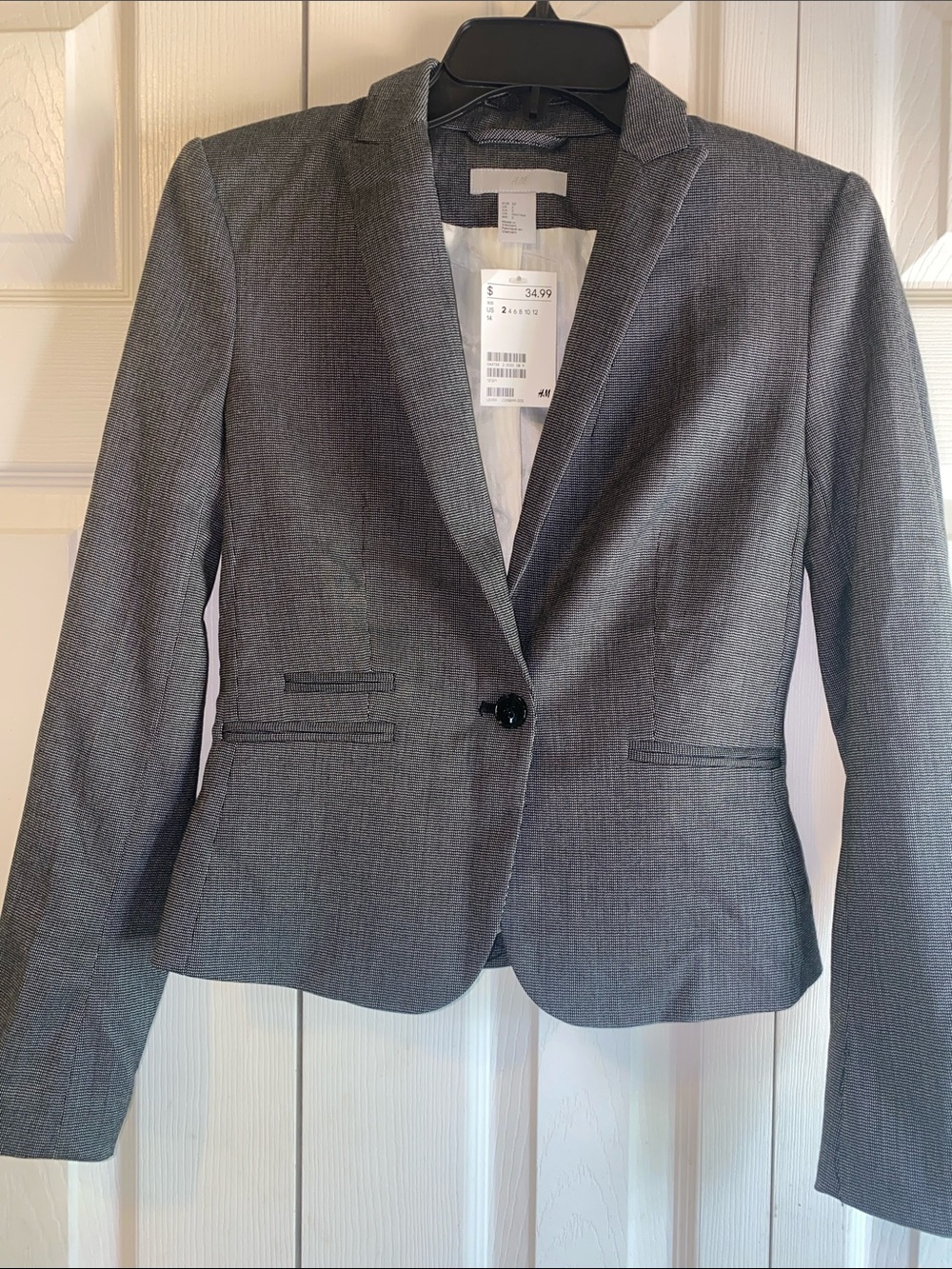 H&M Women's Gray Single-Button Tailored Blazer